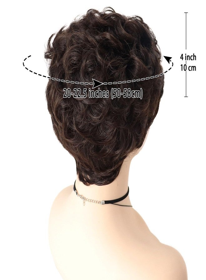 GNIMEGIL Short Dark Brown Curly Wigs with Fuffly Bangs for Women Synthetic Hair Wavy Cosplay Wigs for Daily Party Use(Dark Brown) - Image 3